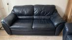 Zwart leren bankstel in goede staat GRATIS, Huis en Inrichting, Banken | Bankstellen, Ophalen, Gebruikt, Driepersoons, Rechte bank