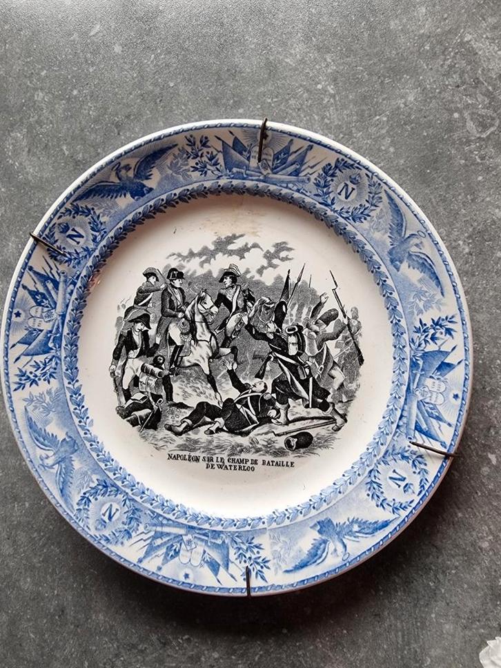 Antiek Bordje - Waterloo - 21cm, Antiek en Kunst, Antiek | Wandborden en Tegels, Ophalen of Verzenden