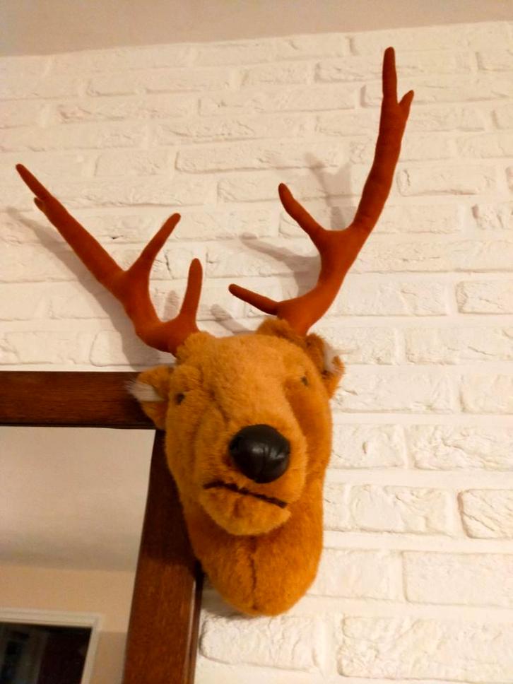 HERTENGEWEI GEWEI HERT KERST PLUCHE KNUFFEL DIERENKOP, Kinderen en Baby's, Speelgoed | Knuffels en Pluche, Zo goed als nieuw, Overige typen