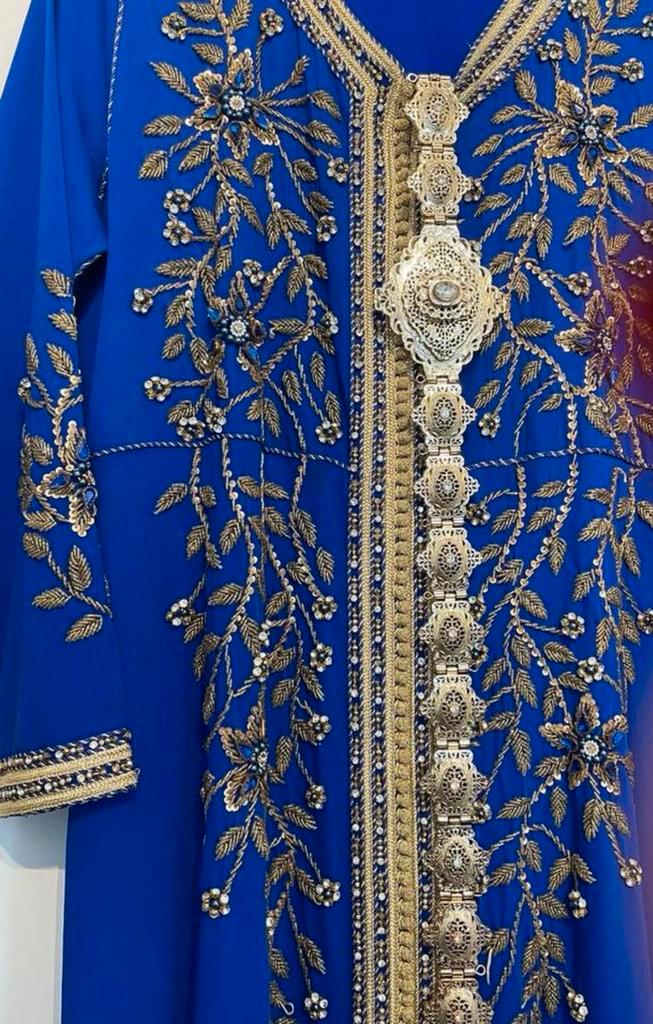 Blauwe takshita, Kleding | Dames, Gelegenheidskleding, Zo goed als nieuw, Overige typen, Blauw, Ophalen of Verzenden