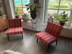 Twee retro Fauteuil stoelen, Ophalen, Gebruikt, 75 tot 100 cm, Stof
