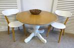 Prachtige witte landelijke ronde eettafel  105 cm, Ophalen, Wit landelijk, Zo goed als nieuw, Onbekend