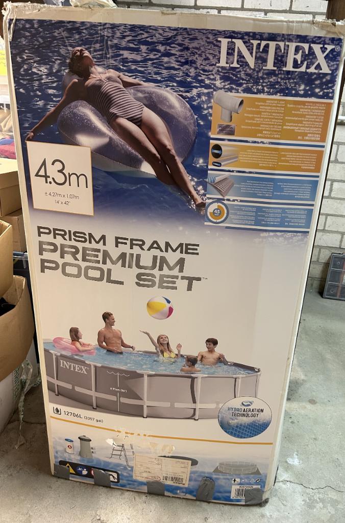 Intex Prism Frame zwembad - 427 x 107 cm - met filterpomp, Tuin en Terras, Zwembaden, Gebruikt, Opzetzwembad, 80 tot 120 cm, 400 cm of meer