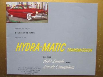 1949 LINCOLN HYDRA-MATIC transmission brochure, Engels beschikbaar voor biedingen