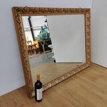 Vintage goudkleurige schouwspiegel spiegel facet geslepen 02 beschikbaar voor biedingen