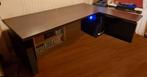L-vormig bureau 220 cm, stevig stalen buisframe en kabelgoot, Huis en Inrichting, Bureaus, Ophalen, Gebruikt, Bureau