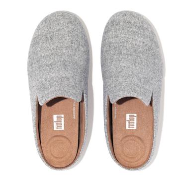 Nieuw comfortabele grijze wolvilt sloffen van Fitflop; mt 42