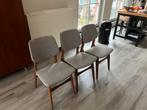Drietal mid century eetkamer stoelen, Huis en Inrichting, Ophalen, Gebruikt, Stof, Drie