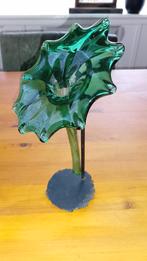 Groene glazen bloem decoratie, Huis en Inrichting, Woonaccessoires | Vazen, Ophalen of Verzenden, Minder dan 50 cm, Groen, Glas