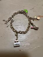 Vintage strass bedelarmband bedels zilverklr armband parfum, Overige materialen, Ophalen of Verzenden, Zo goed als nieuw, Zilver