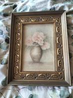Schilderij met roze bloemen in vaas, Antiek en Kunst, Ophalen of Verzenden