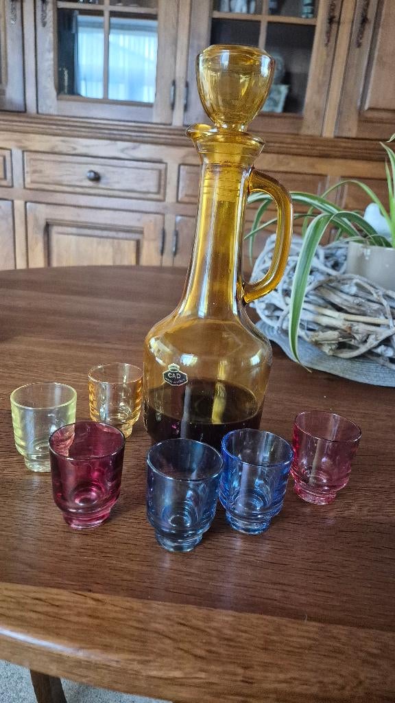 Italiaanse karaf met glaasjes CAD, Antiek en Kunst, Antiek | Glas en Kristal, Ophalen of Verzenden