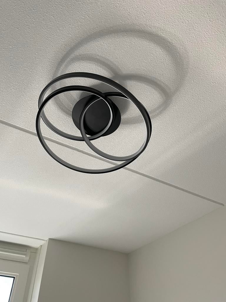 Plafondlamp led mat zwart ringen, Ophalen, Zo goed als nieuw