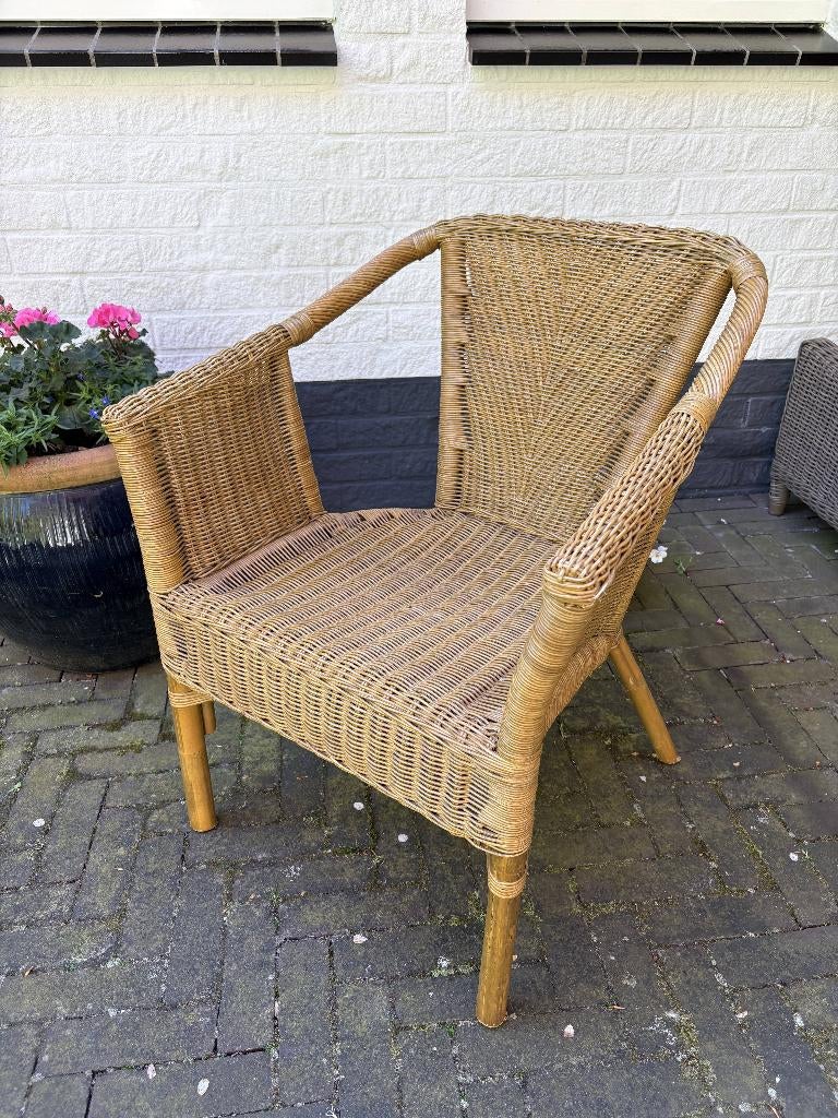 Rieten stoel, Ophalen, Gebruikt, Bruin, Riet of Rotan