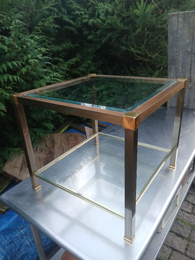 koperen hoektafeltje bijzettafeltje 60x60x52cm, Huis en Inrichting, Tafels | Bijzettafels, Ophalen, Stijl, Gebruikt, Metaal of Aluminium