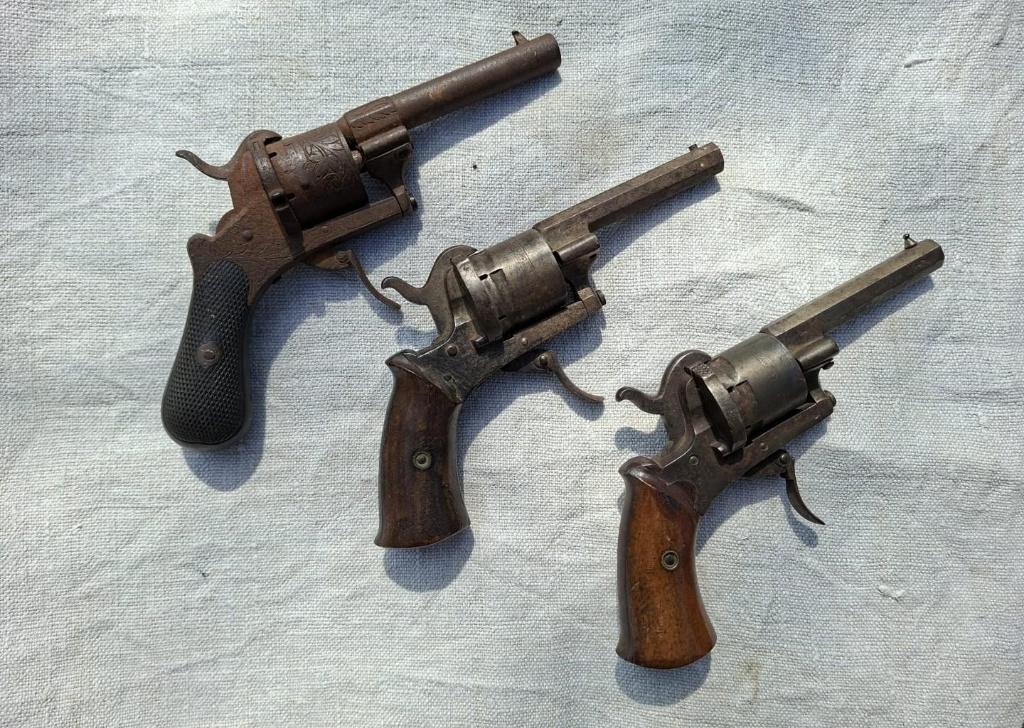 Set van 3 Penvuur Revolvers 7mm voor restauratie, Antiek en Kunst, Antiek | Overige Antiek, Ophalen of Verzenden