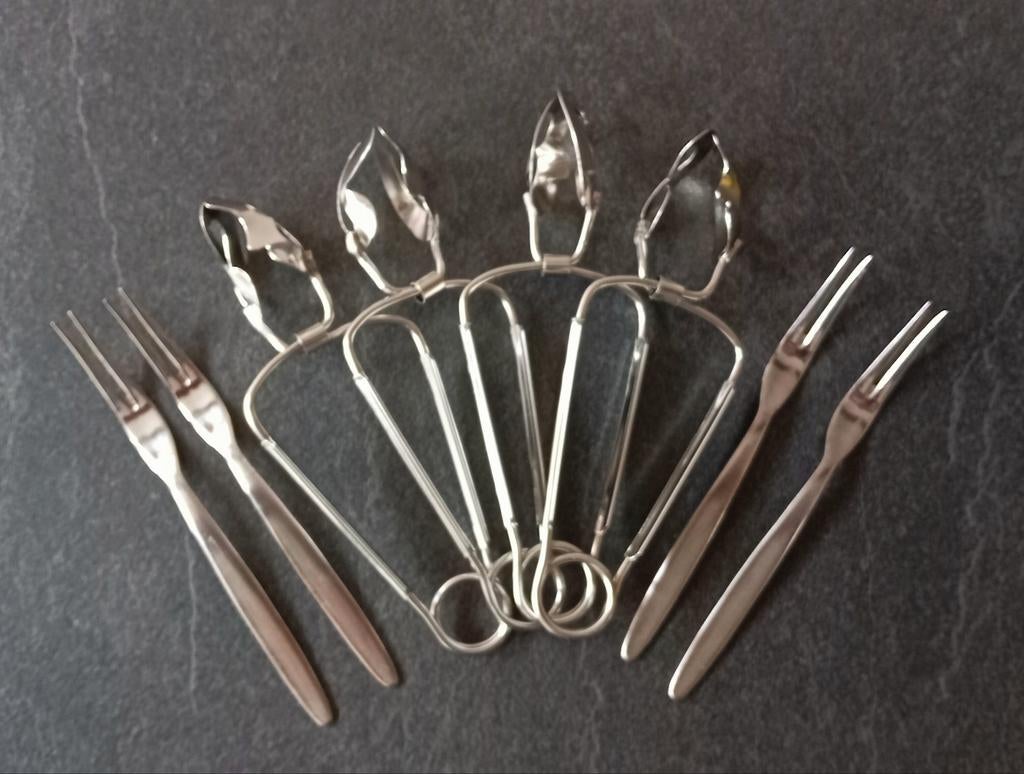 Slakkentanggen + Vorkjes, Ophalen of Verzenden, Rvs of Chroom