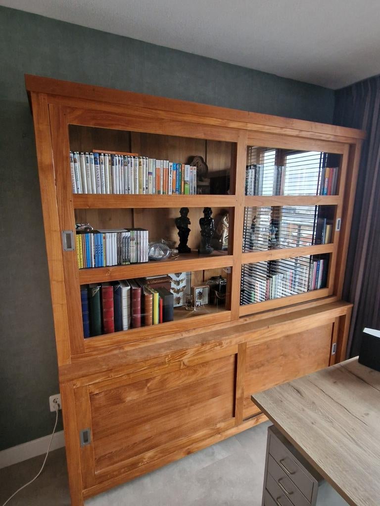 Teakhouten winkel / servies kast, Huis en Inrichting, Kasten | Boekenkasten, Ophalen