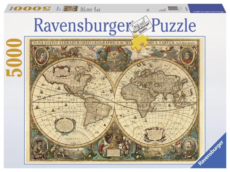Ravensburger - Antieke Wereldkaart - 5000 stukjes, Ophalen of Verzenden, Meer dan 1500 stukjes, Nieuw, Legpuzzel