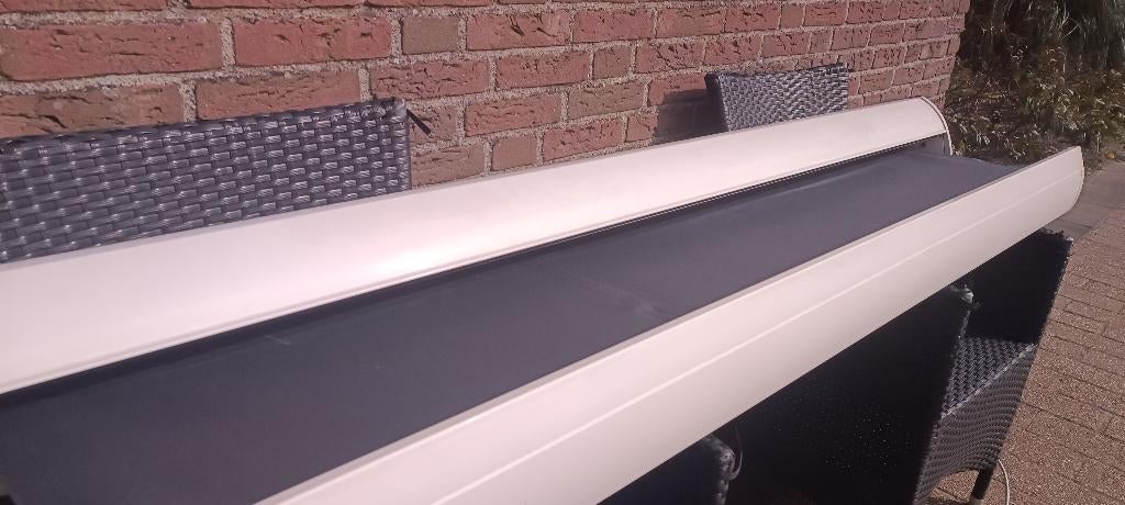 Mooi elektrische zonnescherm nieuw antraciete doek zit erin, Ophalen, Elektrisch, 150 tot 300 cm, Knikarmscherm