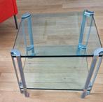 vintage glazen design bijzettafel Peter Ghyczy jaren 70, Minder dan 55 cm, Gebruikt, Vierkant, Glas