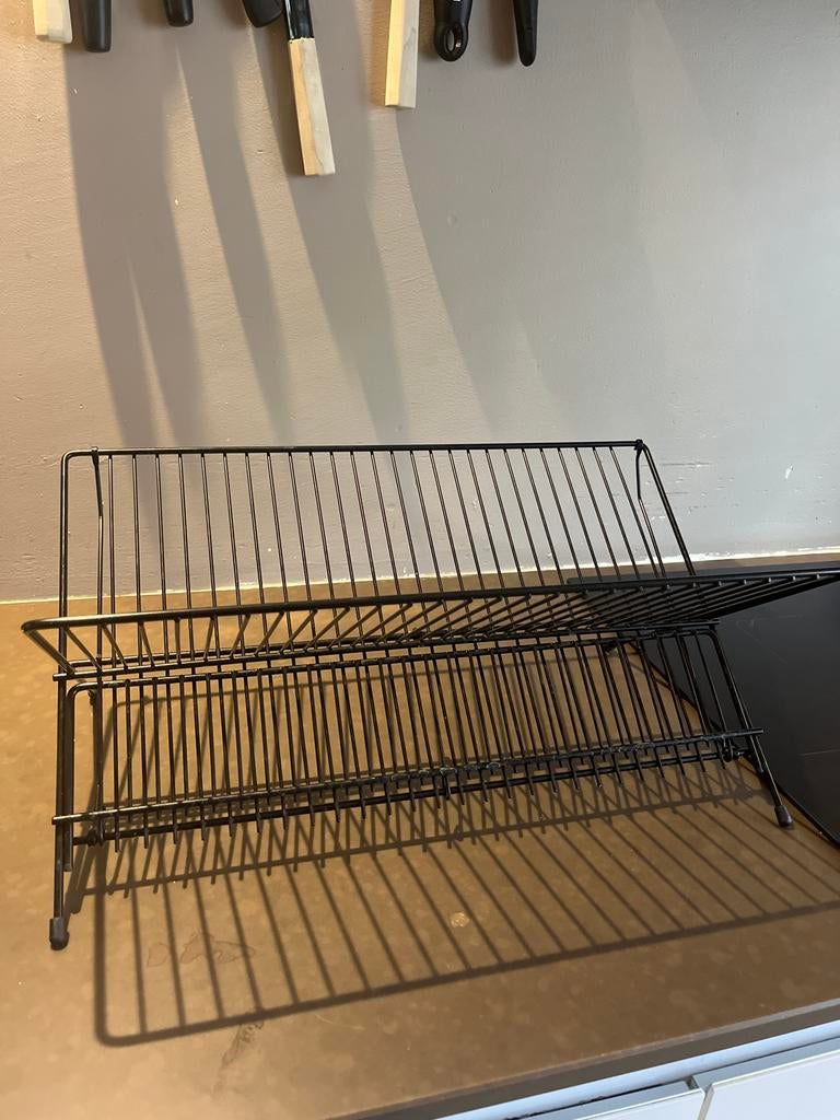 Zwart metalen afdruiprek met mat, Huis en Inrichting, Keuken | Keukenbenodigdheden, Ophalen of Verzenden, Gebruikt