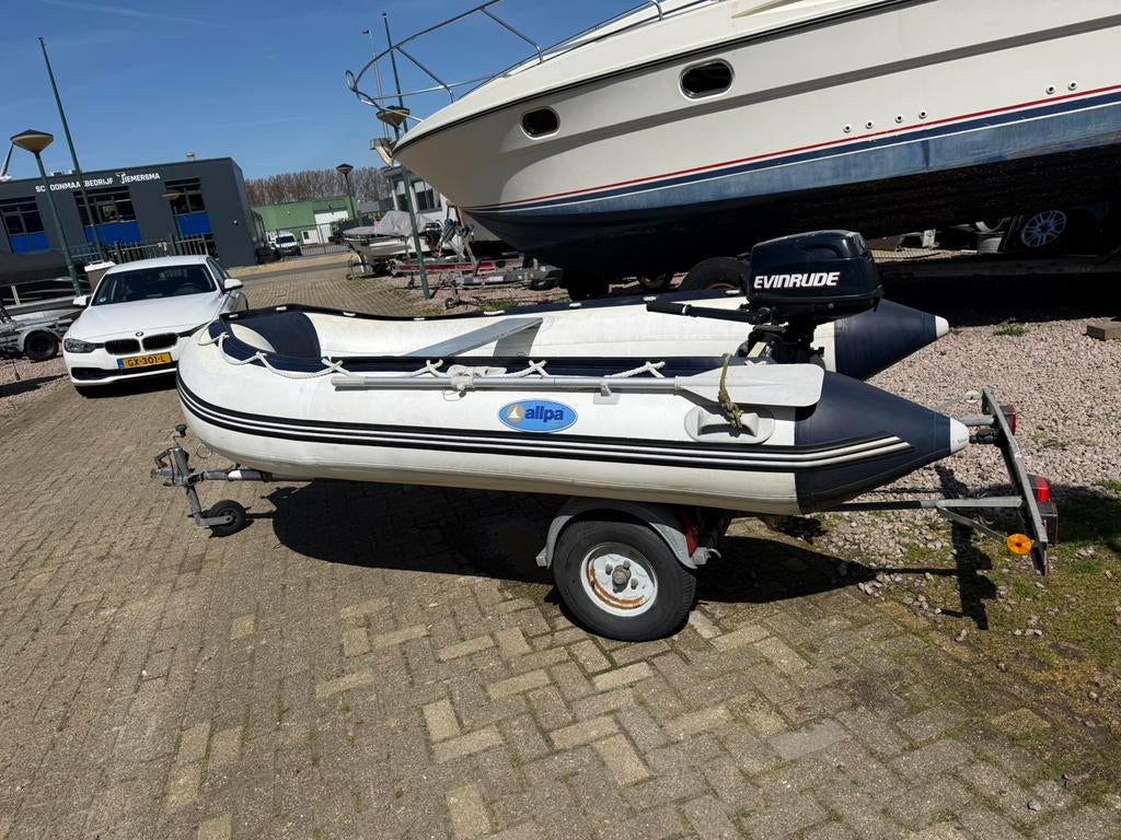 Alpha 320 rubberboot incl 6 pk en trailer, Aluminium, Zo goed als nieuw, Benzine, Minder dan 70 pk