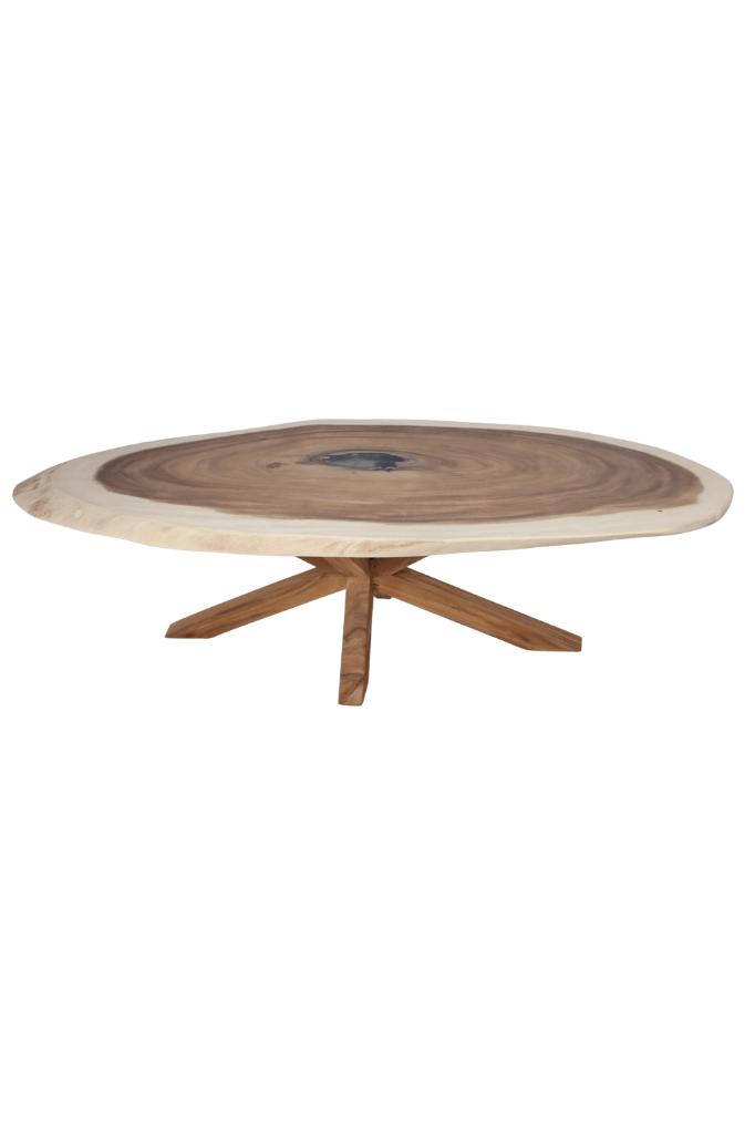 ovale boomstamtafel met houten poot, Huis en Inrichting, Tafels | Eettafels, 100 tot 150 cm, Ophalen of Verzenden, Vijf personen of meer