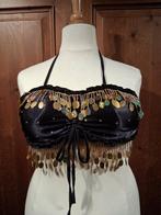 zwarte Belly Dance top/bh met gouden kraaltjes en munten, Ophalen of Verzenden, Zo goed als nieuw, Carnaval, Kleding