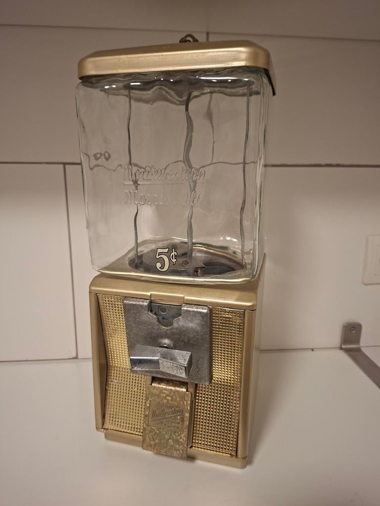 Northwestern met oud glas pinda kauwgomballen automaat usa, Ophalen of Verzenden, Zo goed als nieuw