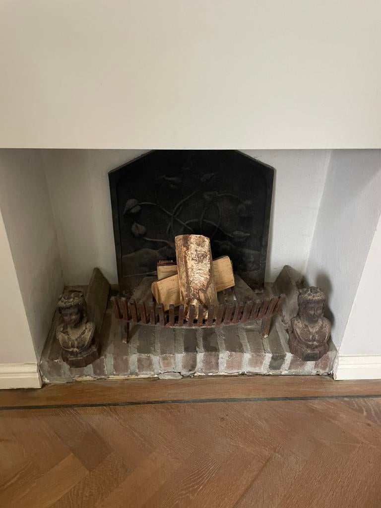 Haardplaat, vuurbokken vrouw en stookrooster, Ophalen, Gebruikt