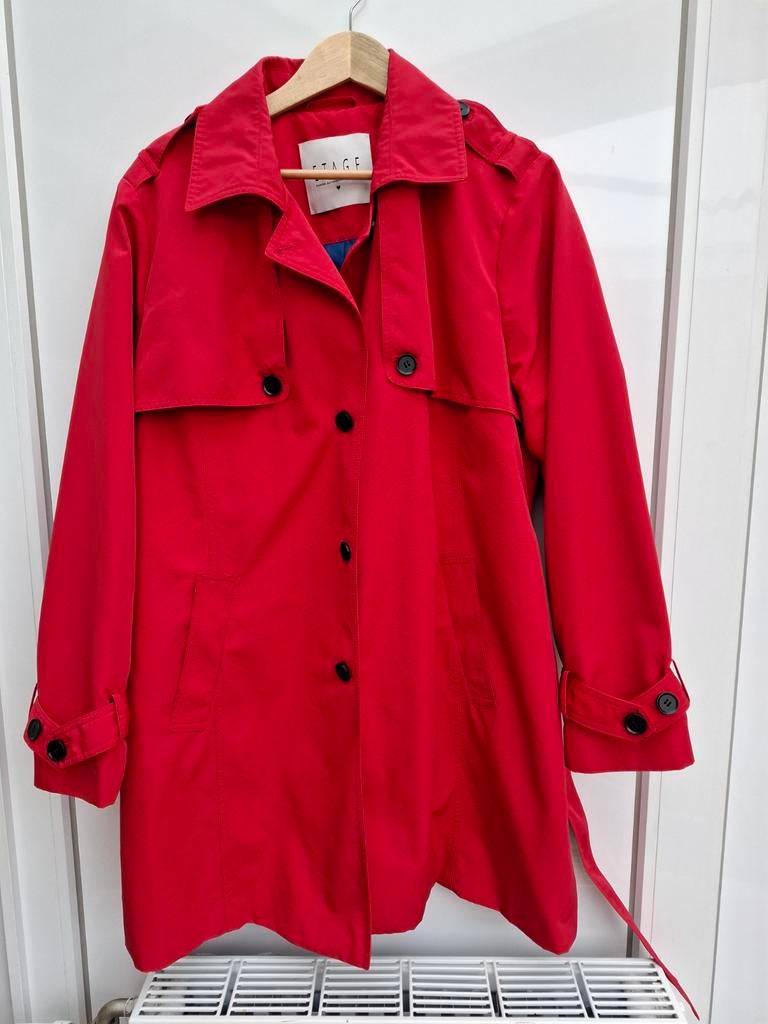 Etage koraalrode zomerjas trenchcoat 46 (44), Kleding | Dames, Jassen | Zomer, Ophalen of Verzenden, Zo goed als nieuw, Rood, Etage