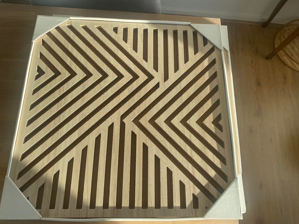 Wand decoratie 2x - houten panelen, Ophalen, 58 cm, 58 cm, Hout