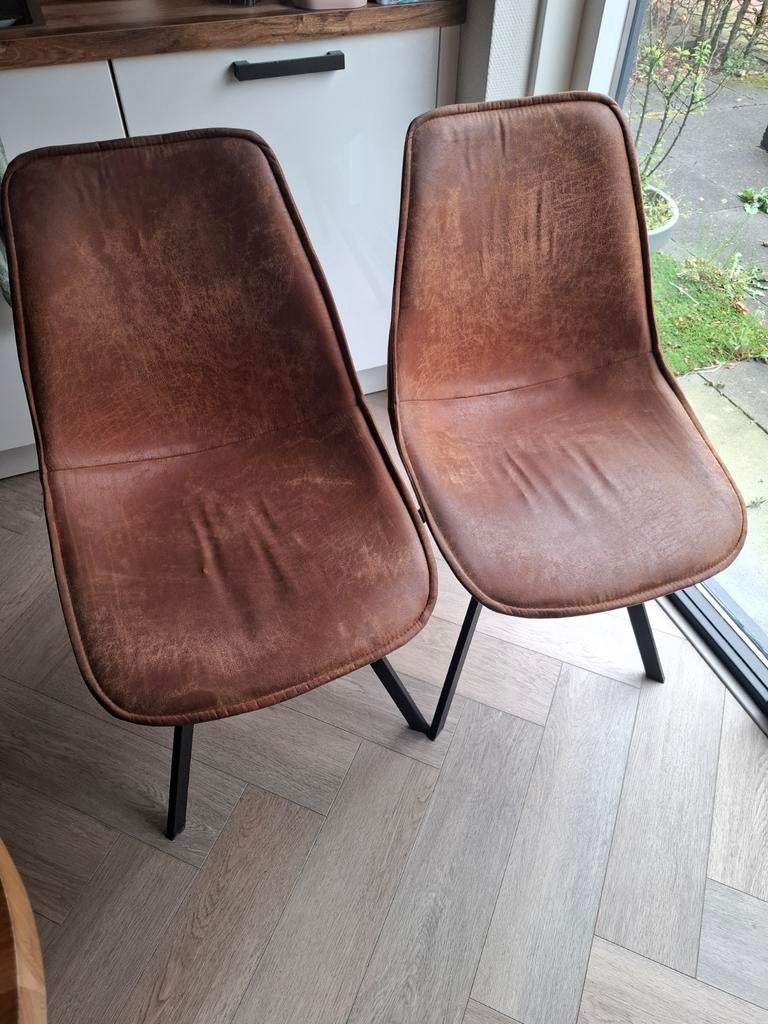 Woood eetkamerstoelen., Huis en Inrichting, Stoelen, Ophalen, Gebruikt, Bruin, Twee