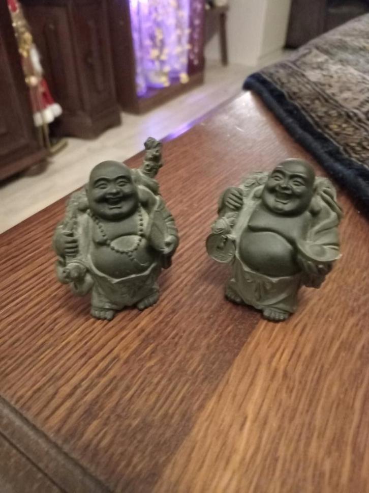 Set van 2 lachende Boeddha beeldjes, Huis en Inrichting, Woonaccessoires | Boeddhabeelden, Ophalen of Verzenden