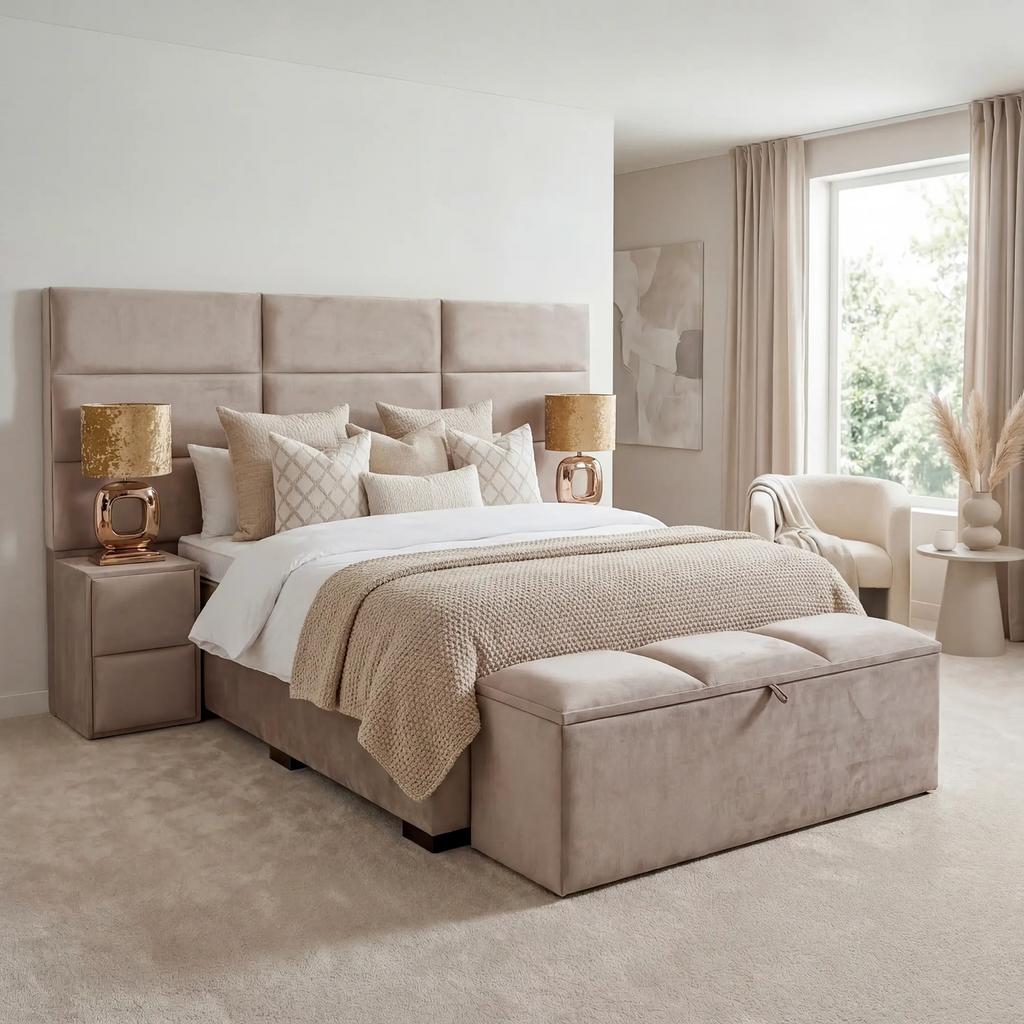 Erik Kuster look bed 180x200 taupe velvet luxe bed design, Ophalen, Overige kleuren, Luxury, Tweepersoons