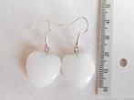Hartjes oorbellen van witte Jade (F73240), Overige materialen, Hangers, Wit, Nieuw