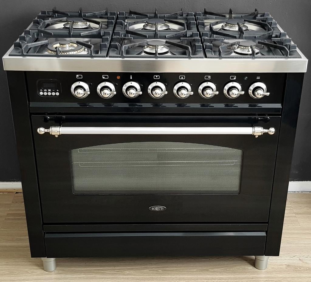 Boretti Fornuis Antraciet 90cm breed, 60cm diep, 60 cm of meer, Ophalen of Verzenden, Zo goed als nieuw, Gas