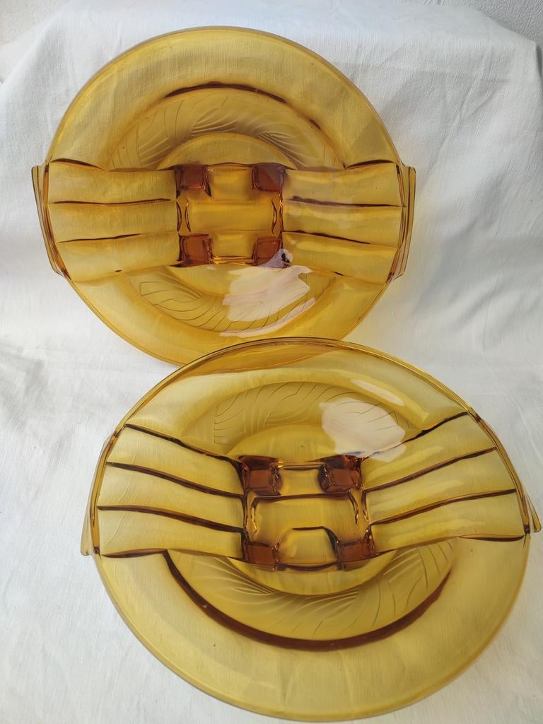 Walther & Söhne Art Deco Schaall Amber Schaal 2 x 'Orient, Ophalen of Verzenden