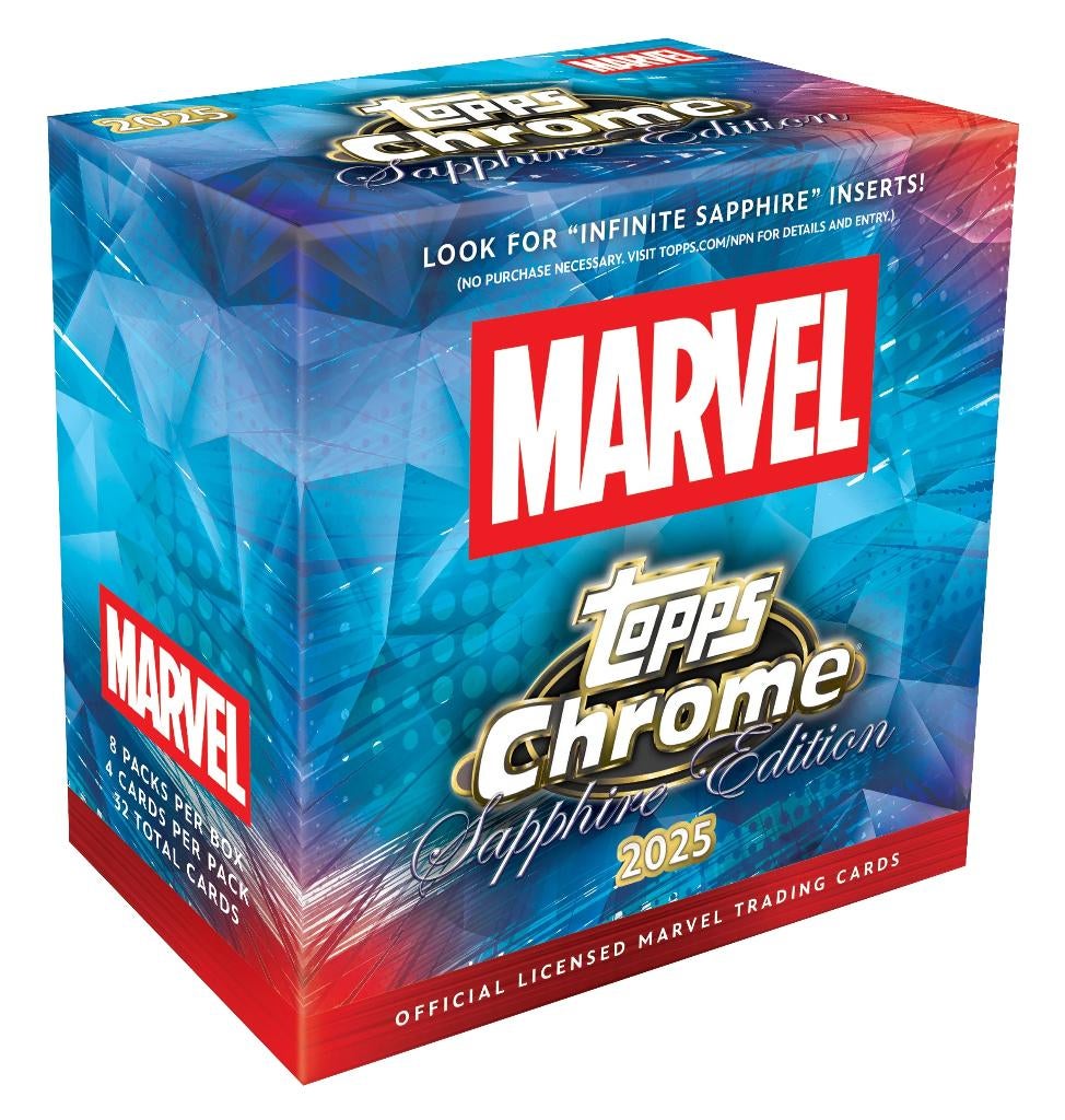 Topps 2025 Marvel Chrome Sapphire Hobby Box, Ophalen of Verzenden, Nieuw, Boosterbox, Foil