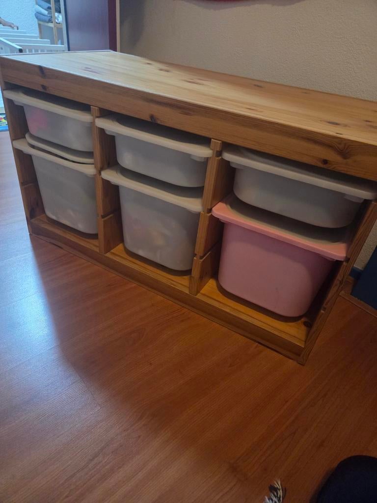 Houten opbergkast met bakken, Ophalen, Gebruikt, Kast