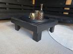 Zwarte houten salontafel voor buiten - 66x66x25 cm, Ophalen, Rechthoekig, Hout
