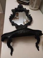 Barok spiegel met console - Zwart, Ophalen, Overige vormen, 50 tot 100 cm, Minder dan 100 cm