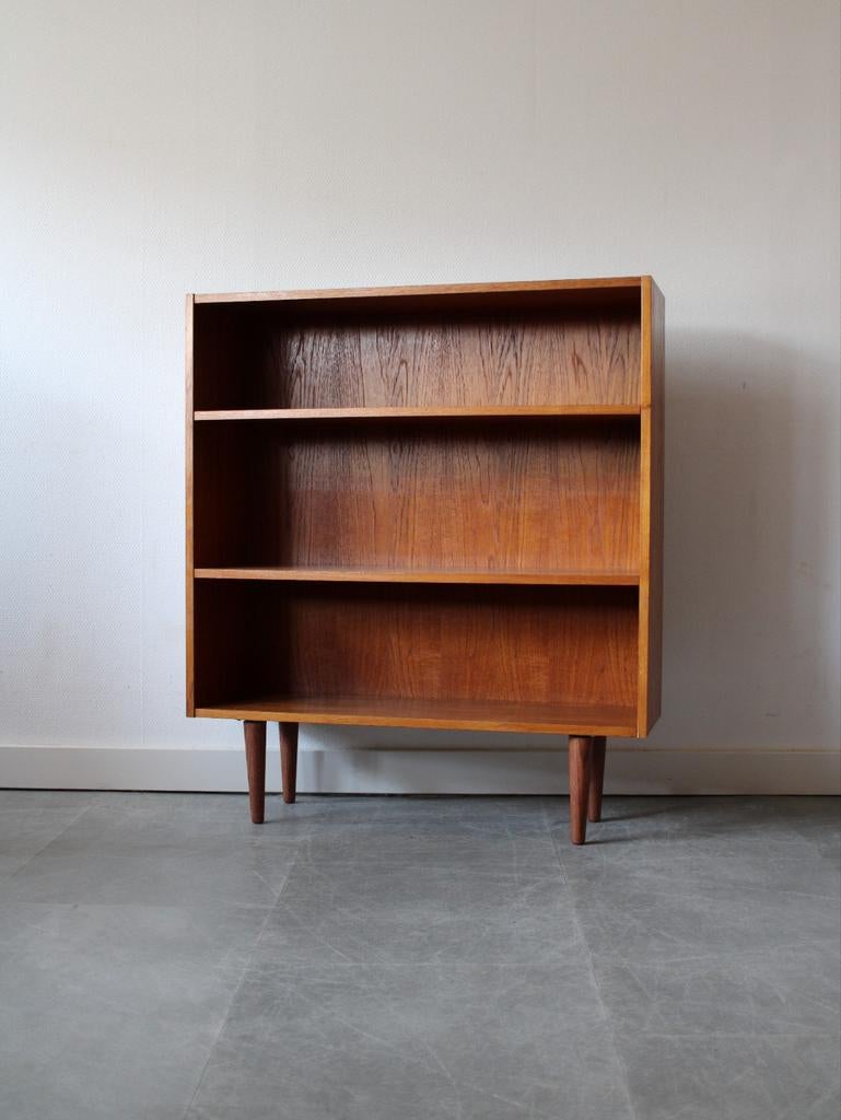 Vintage Deense boekenkast in teak, Huis en Inrichting, Kasten | Boekenkasten, Ophalen, Met plank(en), 100 tot 150 cm, 50 tot 100 cm
