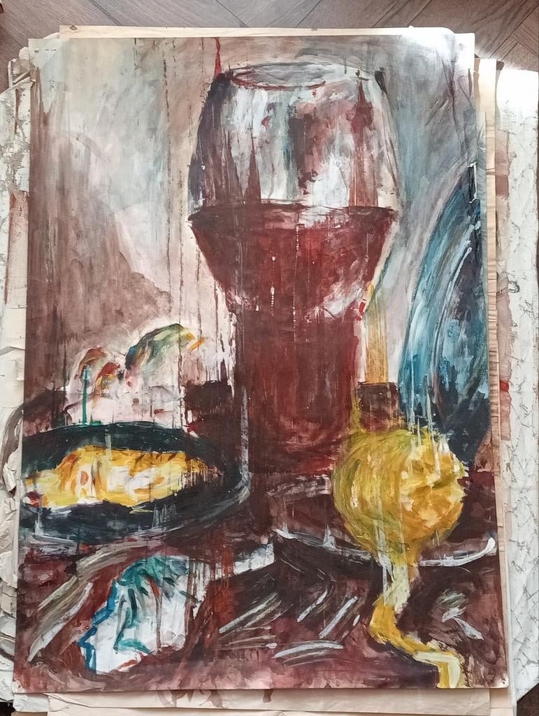 Stilleven met glas 20e eeuw, Ophalen of Verzenden