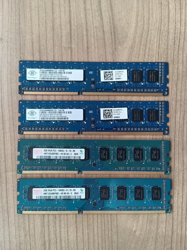 4x 2GB RAM DDR3 Sticks DIMM, 8 GB, DDR3, Ophalen of Verzenden, Zo goed als nieuw