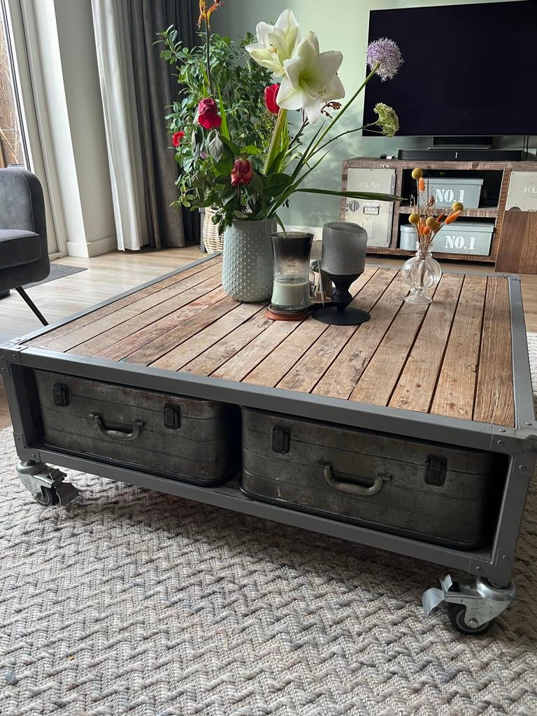 Salontafel van Gerecycled Teak (Troubadour), Ophalen, Zo goed als nieuw, Industrieel en rustiek., Minder dan 50 cm