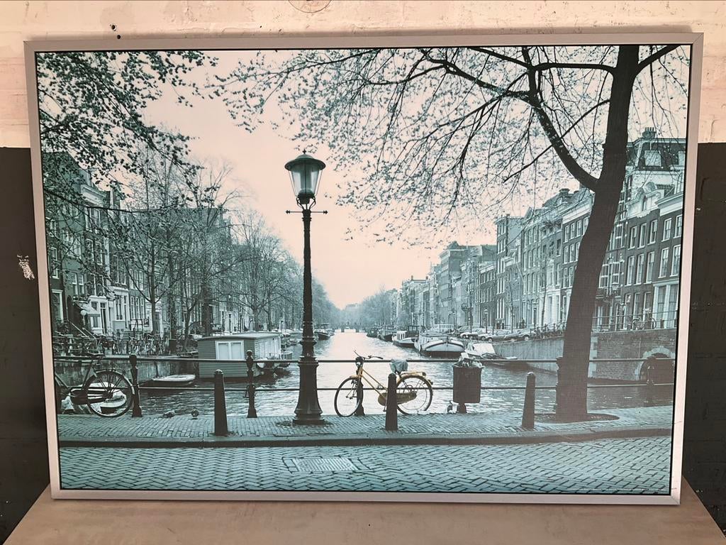 IKEA VILSHULT Schilderij – Amsterdamse Grachten, Ophalen, Gebruikt, 125 cm of meer, Schilderij