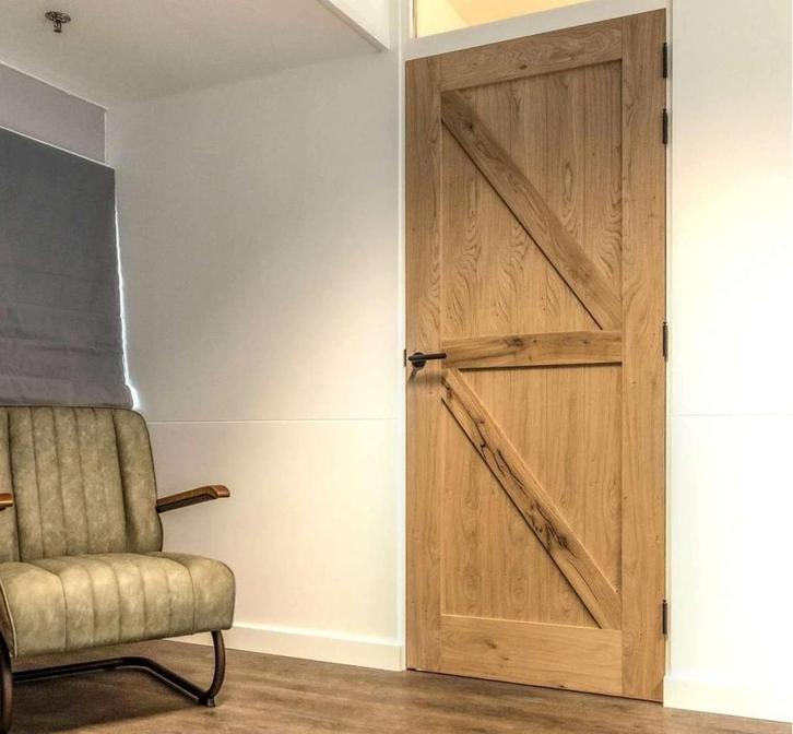 Eiken Barndeur – Borger | VANAF 240,-| Scherp geprijsd, Doe-het-zelf en Verbouw, Deuren en Horren, Nieuw, Binnendeur, 200 tot 215 cm