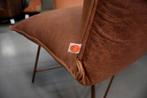 Luxe eetkamerbank Vidar Jess design metaal leer cognac koper, Ophalen, Bruin, Zo goed als nieuw, Vijf, Zes of meer stoelen